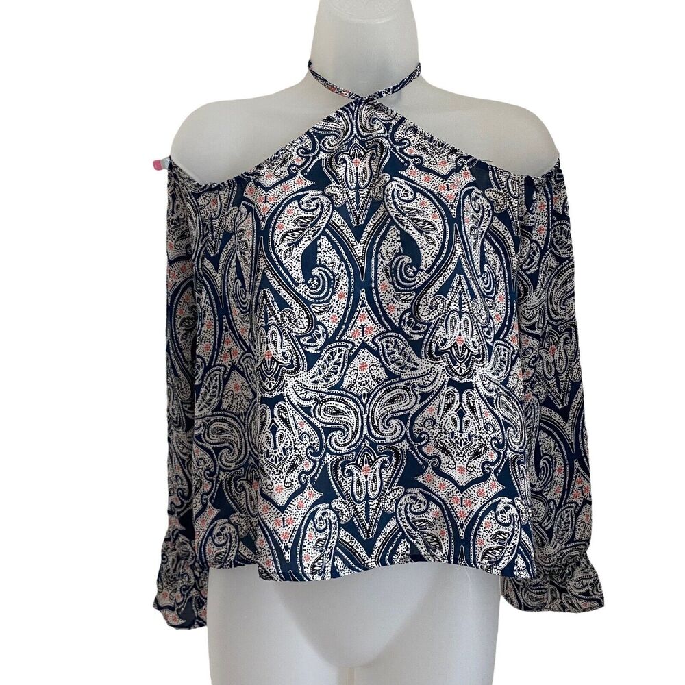 NWT Cupcakes and Cashmere Womens Small Akasha Top Halter Neck Cold Shoulder